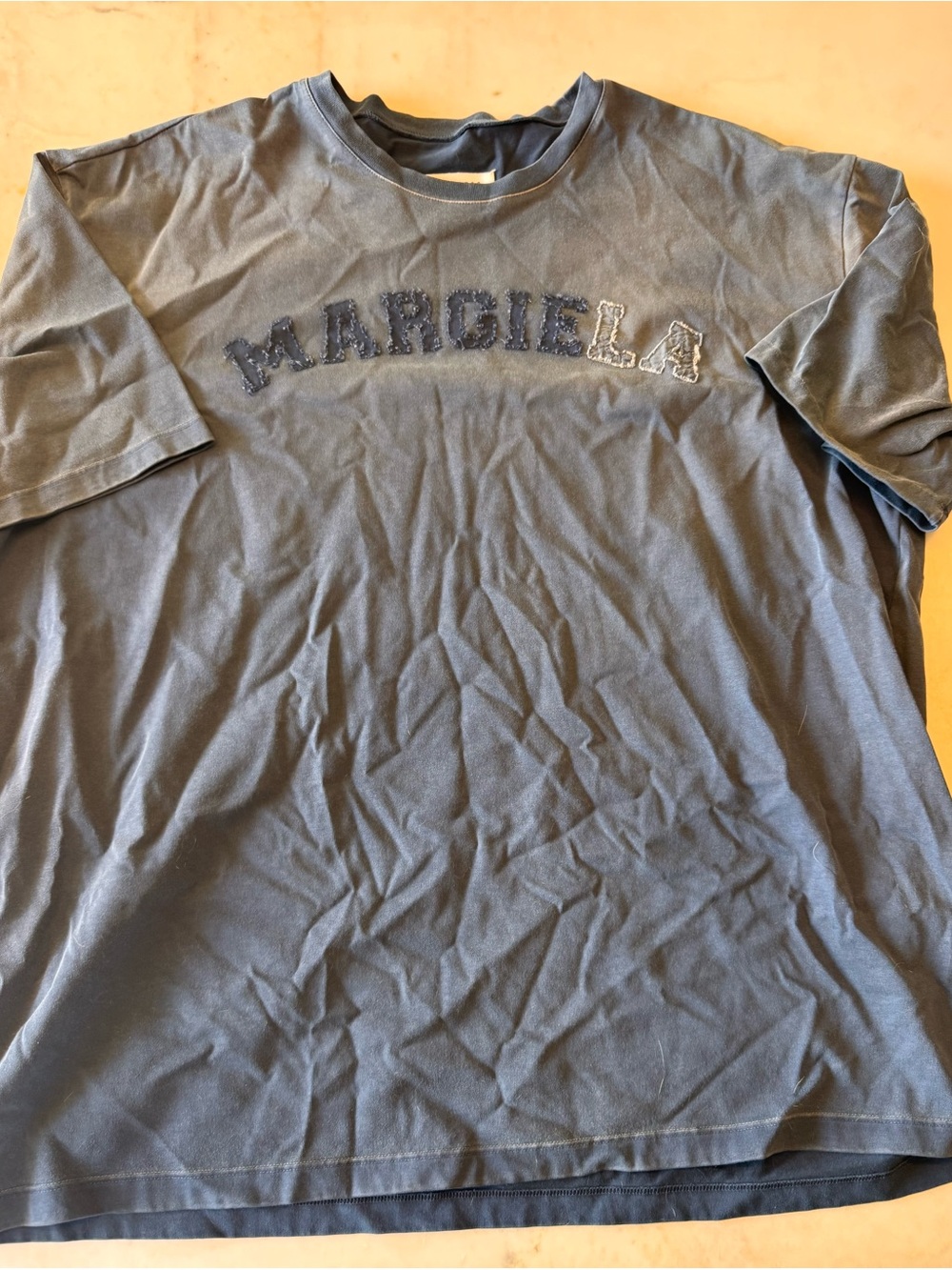 Maison Martin Margiela Men's Navy Embroidered Logo Tee
